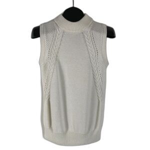 ModCloth Knit Enthusiast Sleeveless Sweater Women's Medium Ivory Career Holiday